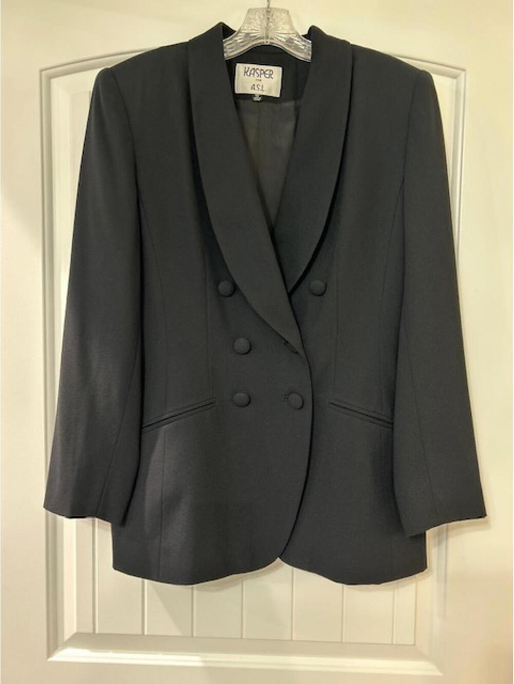 ✨🖤 Kasper Vintage 80's/90's Shawl‑Collar Power Blazer (10) Editorial Piece VGUC